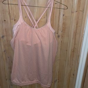 Super cute pale pink tank with built in bra shelf, Athleta, Medium